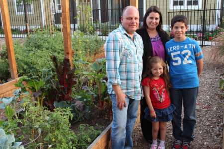 White American family, Jean and Magy and their two children, a boy and a girl.