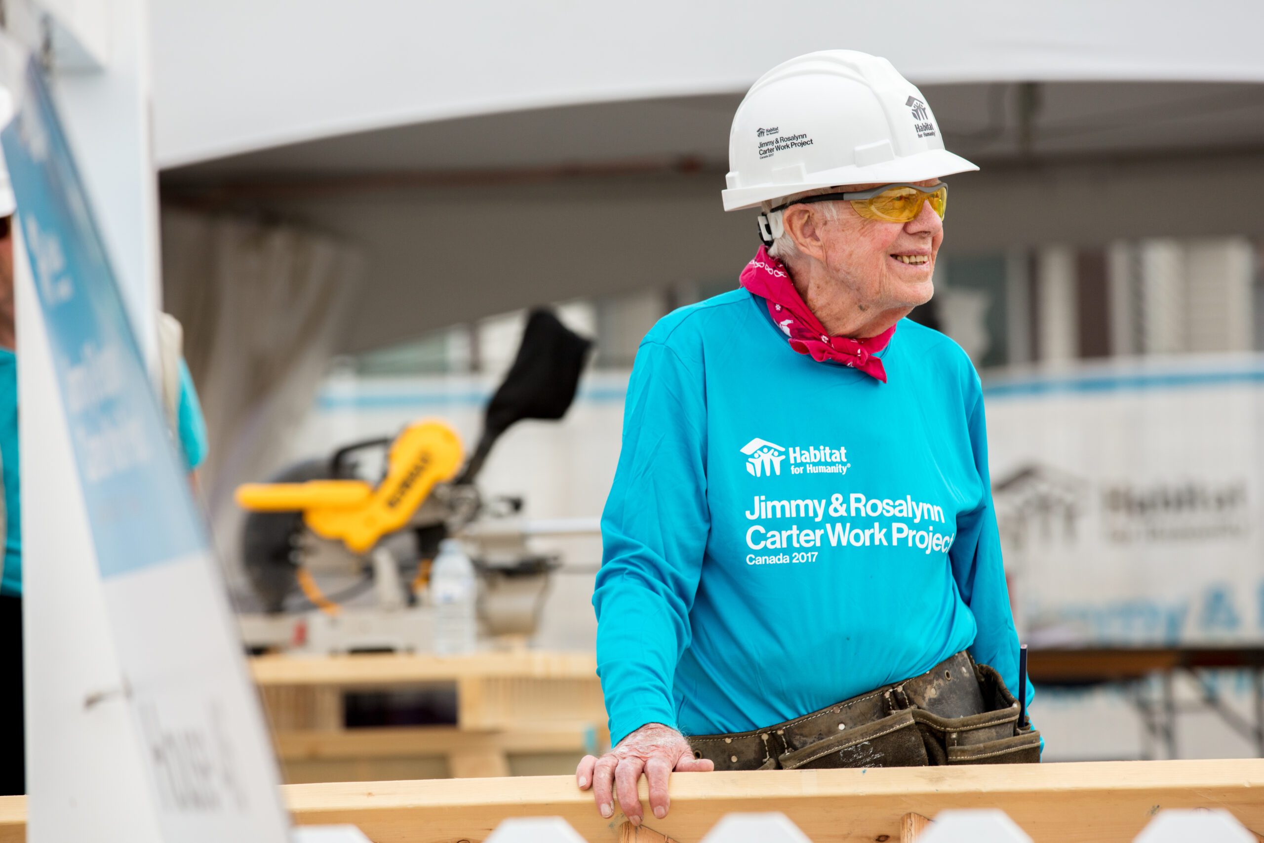 former President Jimmy Carter working on a Habitat Build site