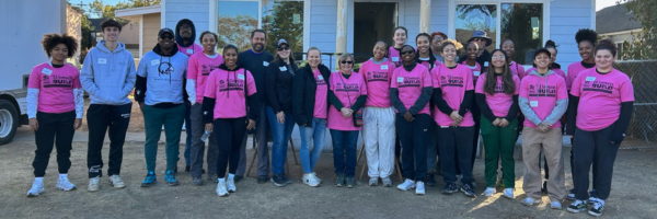 CSULA Women's Basketball team and United Women in Faith volunteers with SGV Habitat