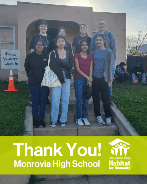 Monrovia High School Humanities Academy volunteers at El Sereno Construction site