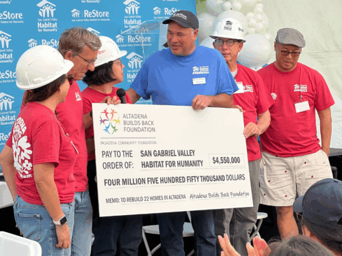 Altadena Builds Back Foundation check presentation