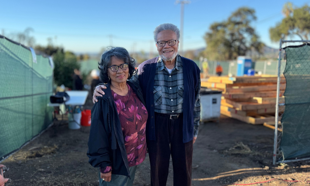 ken and carol wood on their property in altadena