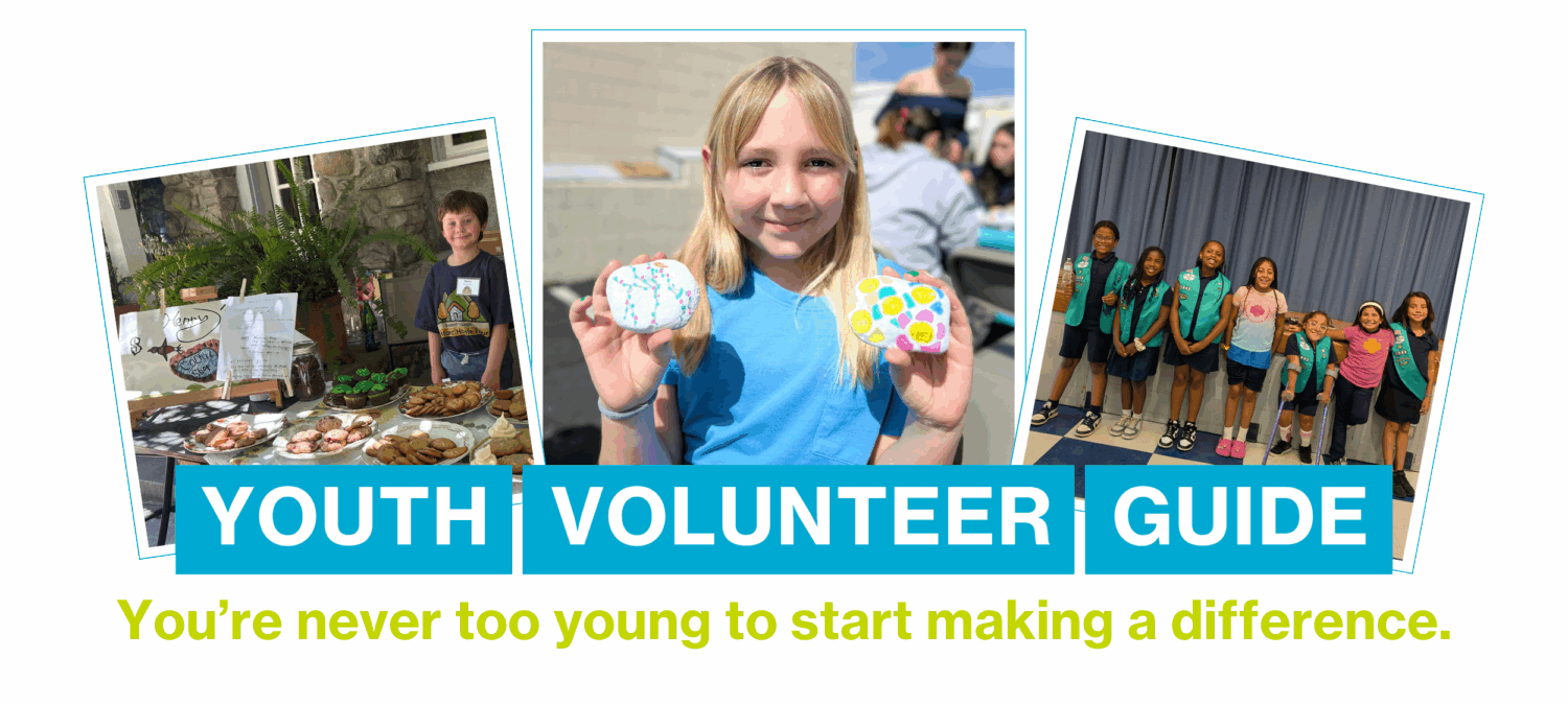 3 photos of youth volunteers
