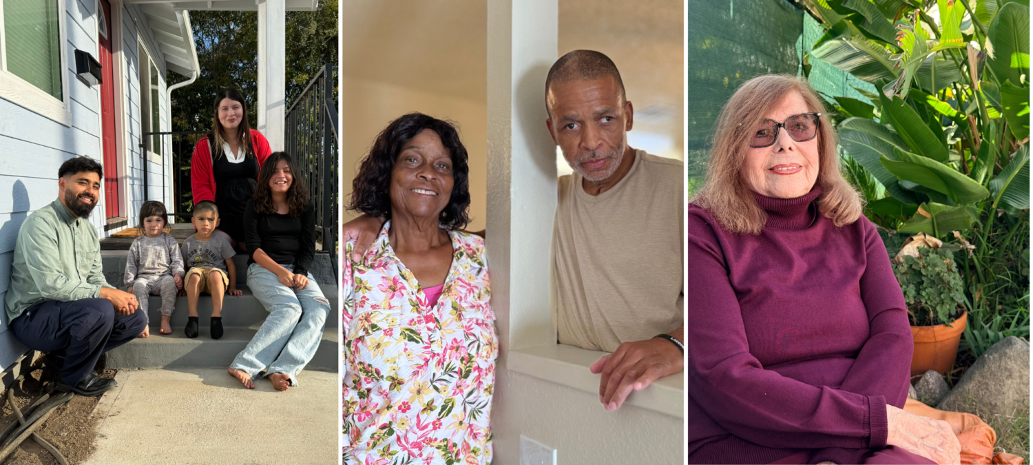 photo collage featuring a family, a man and a woman and a woman