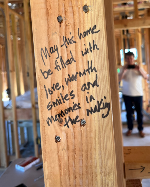 written message on a beam