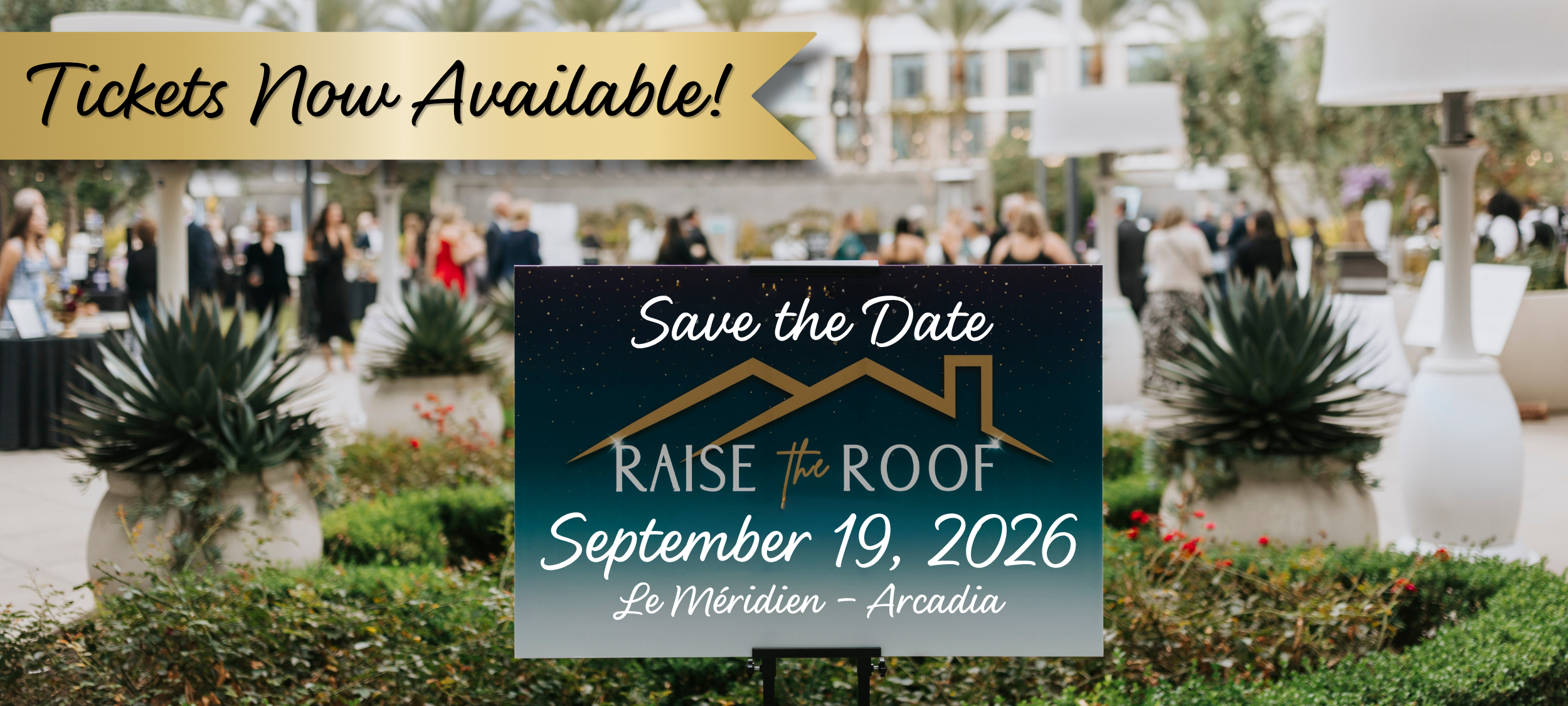 save the date image for the raise the roof gala, september 19, 2026, tickets now available