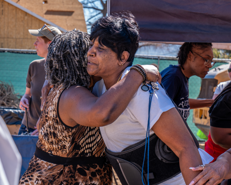 two women hugging