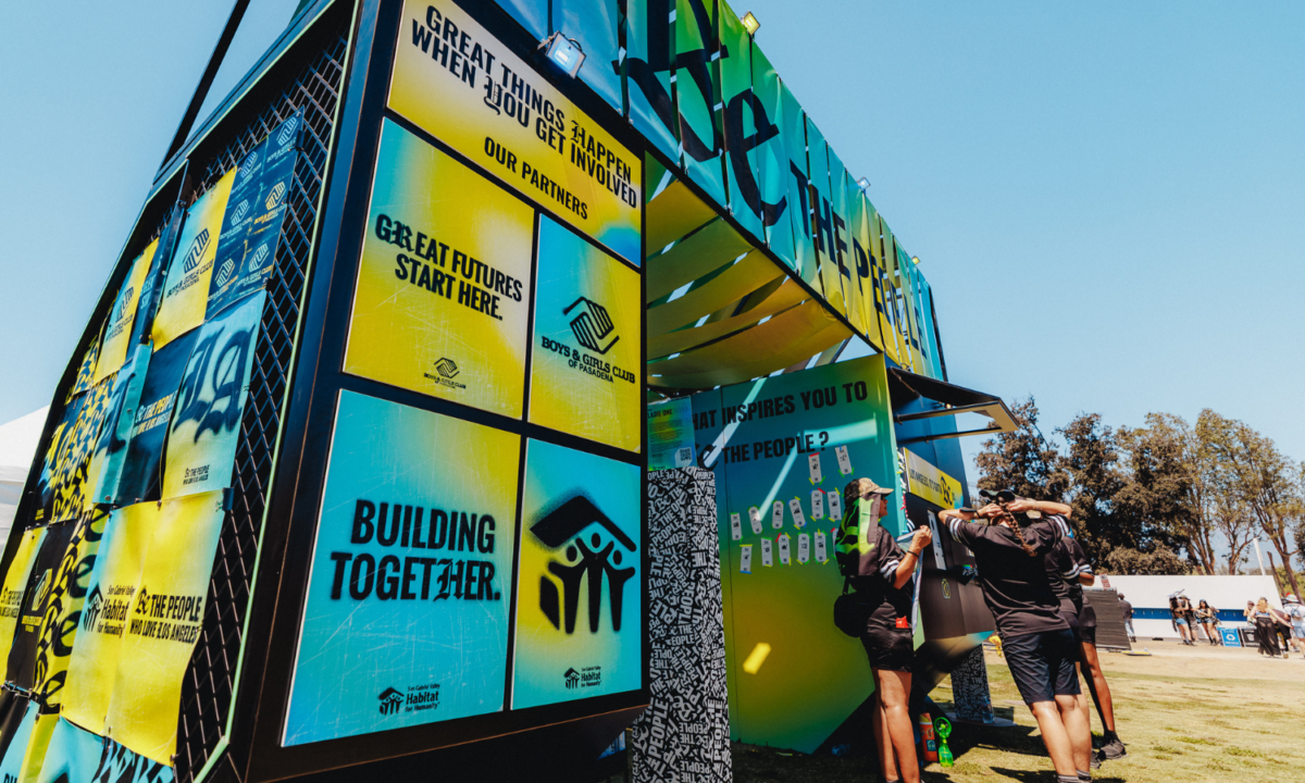 display photo of the activation by be the people featuring the sgvhabitat logo